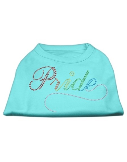 Rainbow Pride Rhinestone Shirts Aqua XS