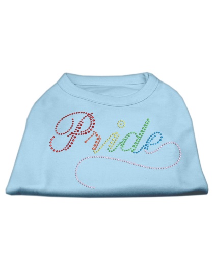 Rainbow Pride Rhinestone Shirts Baby Blue XS