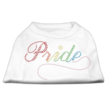 Rainbow Pride Rhinestone Shirts White L