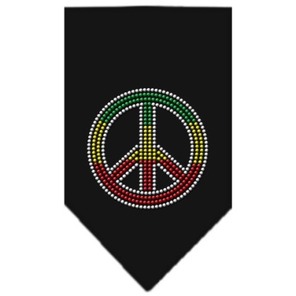 Rasta Peace Rhinestone Bandana Black Large