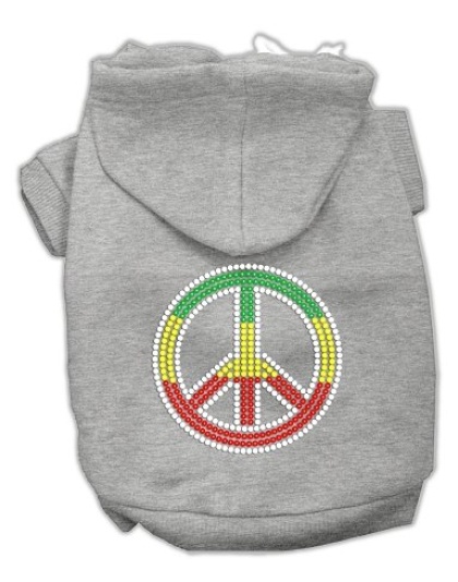 Rasta Peace Sign Hoodie Grey L