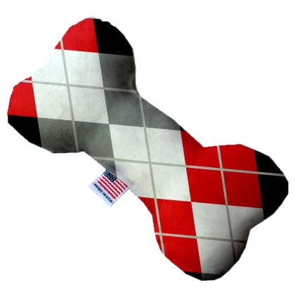 Red and Grey Argyle 10 Inch Bone Dog Toy