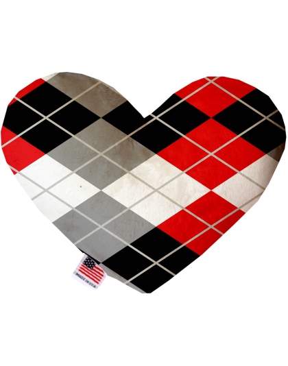 Red and Grey Argyle 6 Inch Heart Dog Toy