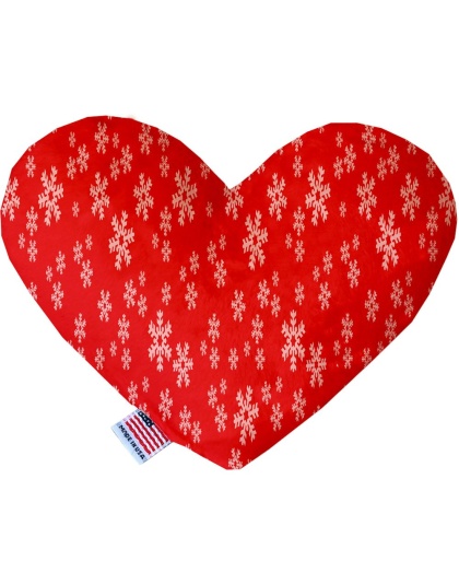 Red and White Snowflakes 6 inch Heart Dog Toy