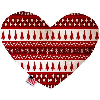 Red Classic Christmas 6 Inch Canvas Heart Dog Toy