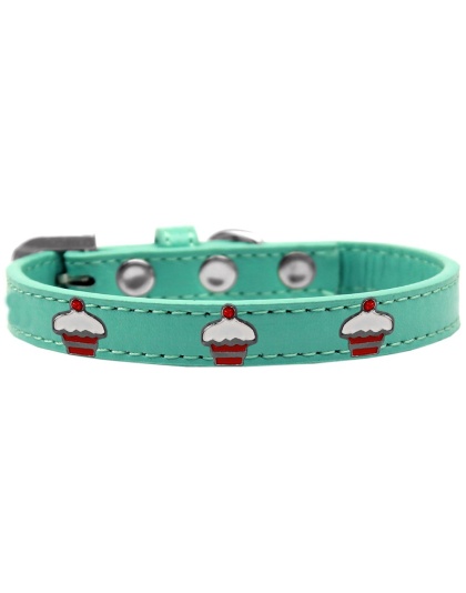 Red Cupcake Widget Dog Collar Aqua Size 10