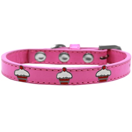 Red Cupcake Widget Dog Collar Bright Pink Size 10