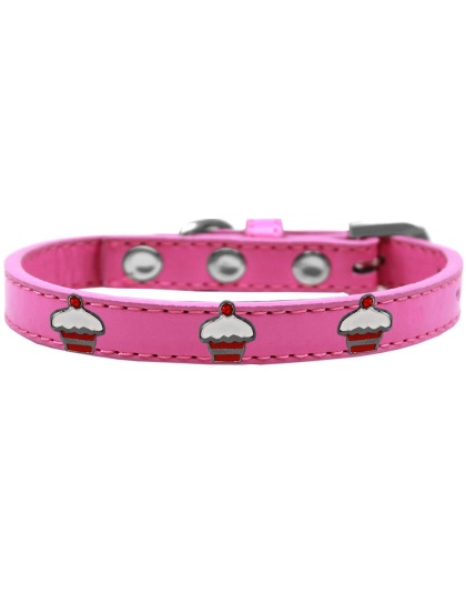 Red Cupcake Widget Dog Collar Bright Pink Size 10