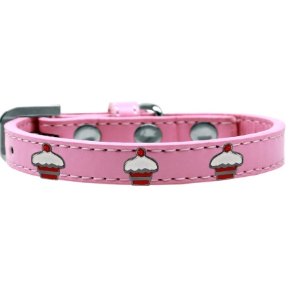 Red Cupcake Widget Dog Collar Light Pink Size 10