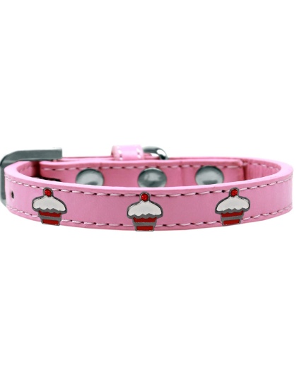 Red Cupcake Widget Dog Collar Light Pink Size 10