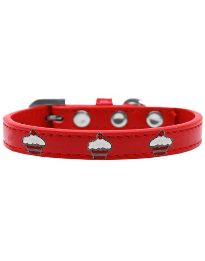 Red Cupcake Widget Dog Collar Red Size 10