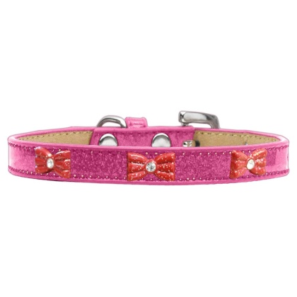 Red Glitter Bow Widget Dog Collar Pink Ice Cream Size 10