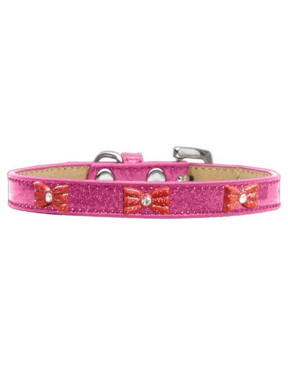 Red Glitter Bow Widget Dog Collar Pink Ice Cream Size 10