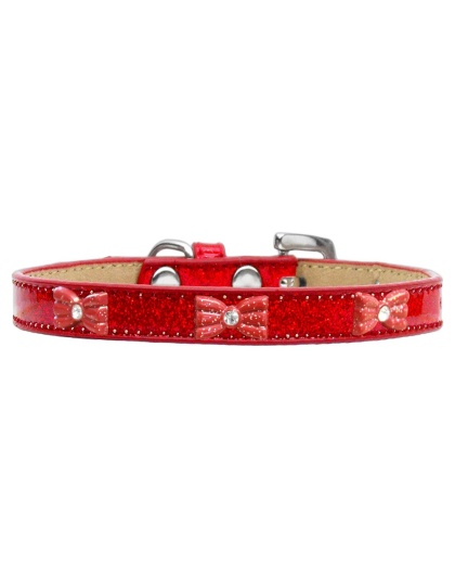 Red Glitter Bow Widget Dog Collar Red Ice Cream Size 10