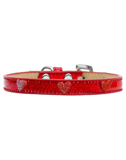 Red Glitter Heart Widget Dog Collar Red Ice Cream Size 10