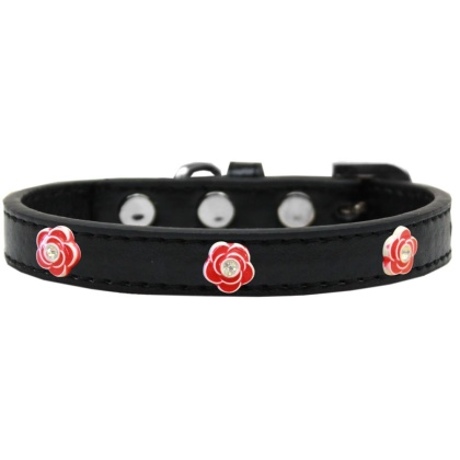 Red Rose Widget Dog Collar Black Size 10