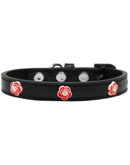 Red Rose Widget Dog Collar Black Size 10