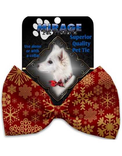 Red Snowflakes Pet Bow Tie Collar Accessory with Velcro