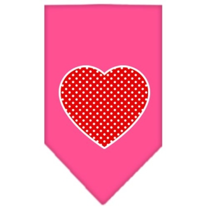 Red Swiss Dot Heart Screen Print Bandana Bright Pink Large