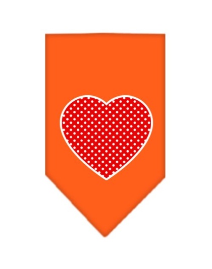 Red Swiss Dot Heart Screen Print Bandana Orange Large