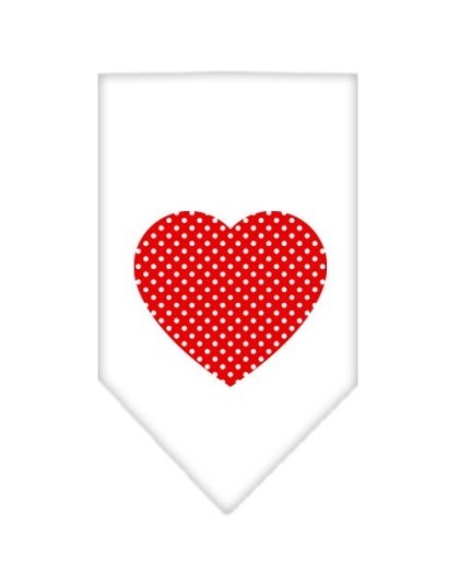 Red Swiss Dot Heart Screen Print Bandana White Large