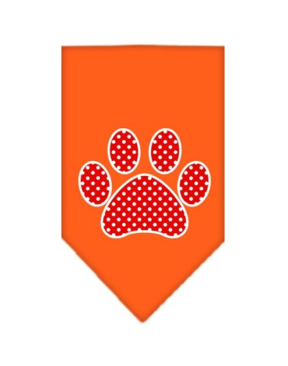 Red Swiss Dot Paw Screen Print Bandana Orange Large