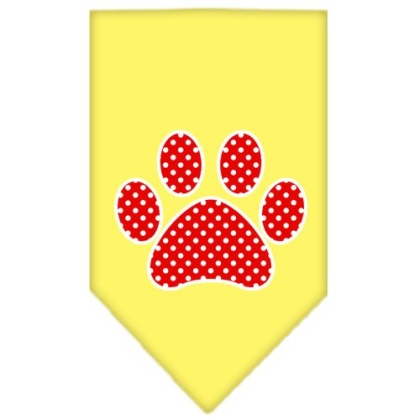 Red Swiss Dot Paw Screen Print Bandana Yellow Large