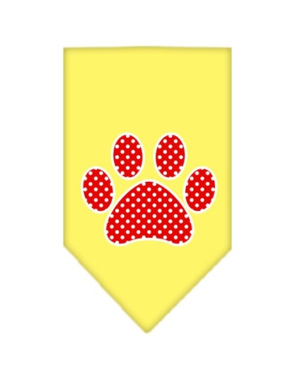 Red Swiss Dot Paw Screen Print Bandana Yellow Large