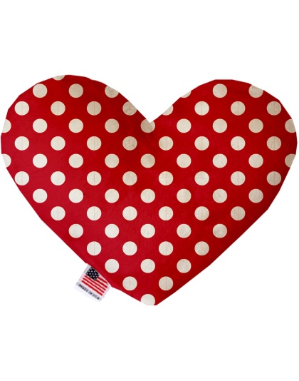 Red Swiss Dots 6 Inch Canvas Heart Dog Toy