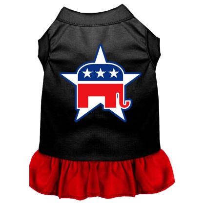 Republican Screen Print Dress Black with Red Lg