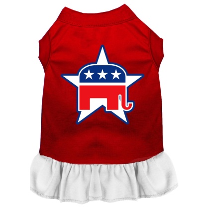 Republican Screen Print Dress Red with White Lg