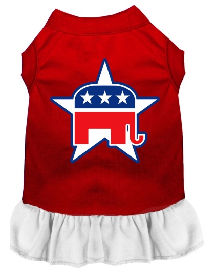 Republican Screen Print Dress Red with White Lg