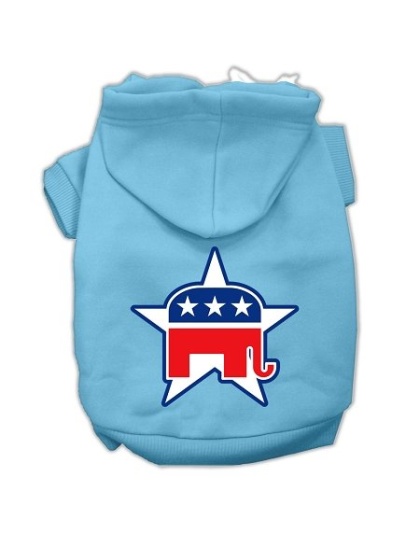 Republican Screen Print Pet Hoodies Baby Blue Size Lg