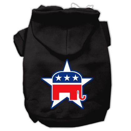 Republican Screen Print Pet Hoodies Black Size Lg