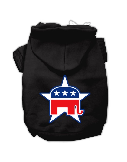 Republican Screen Print Pet Hoodies Black Size Lg