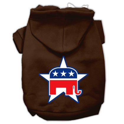 Republican Screen Print Pet Hoodies Brown Size Lg