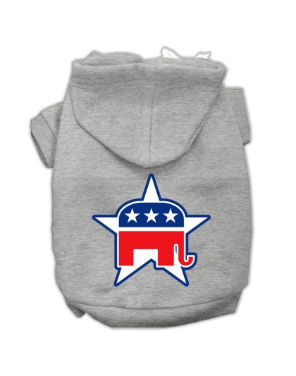 Republican Screen Print Pet Hoodies Grey Size Lg