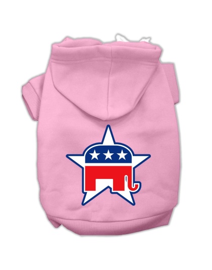 Republican Screen Print Pet Hoodies Light Pink Size Lg