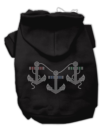 Rhinestone Anchors Hoodies Black L