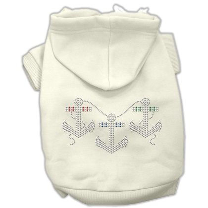 Rhinestone Anchors Hoodies Cream L