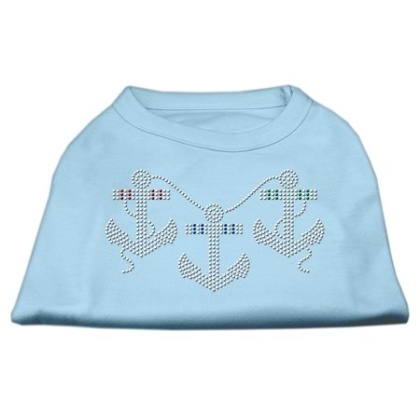 Rhinestone Anchors Shirts Baby Blue L