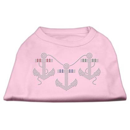 Rhinestone Anchors Shirts Light Pink L