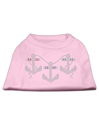 Rhinestone Anchors Shirts Light Pink L