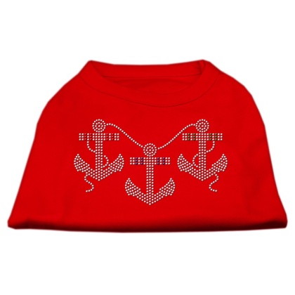 Rhinestone Anchors Shirts Red L