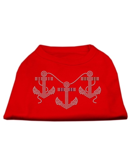 Rhinestone Anchors Shirts Red L