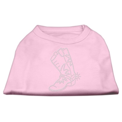 Rhinestone Boot Shirts Light Pink L