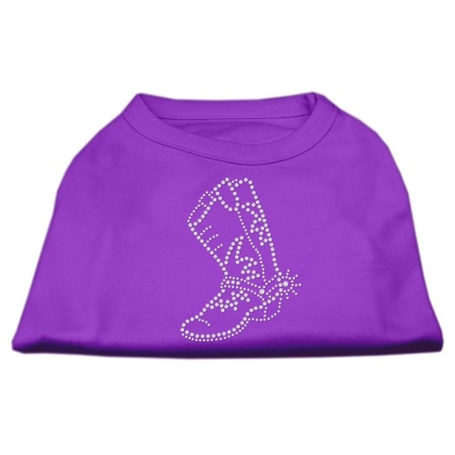 Rhinestone Boot Shirts Purple L