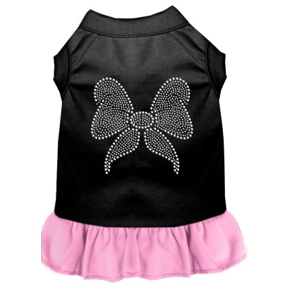 Rhinestone Bow Dresses Black with Light Pink Lg