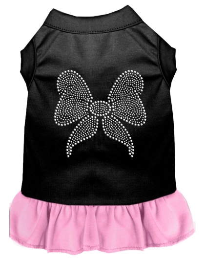 Rhinestone Bow Dresses Black with Light Pink Lg