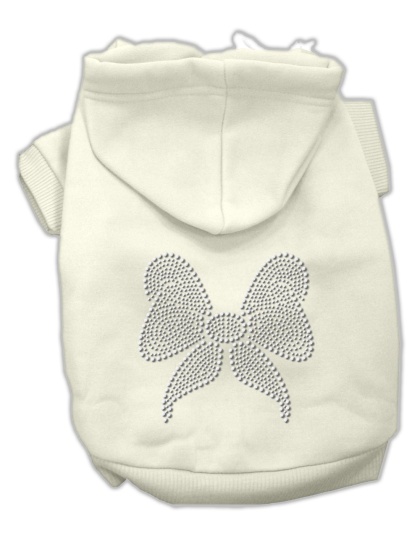 Rhinestone Bow Hoodies Cream L